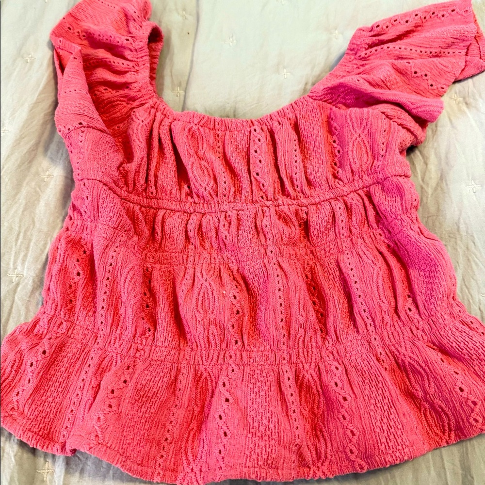 Girls - Pink Eyelet Top